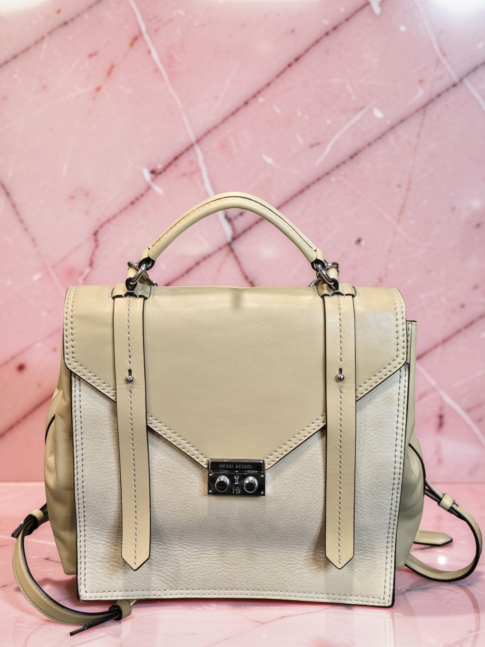 Henri Bendel Cambria Tan Leather Convertible Backpack Crossbody
